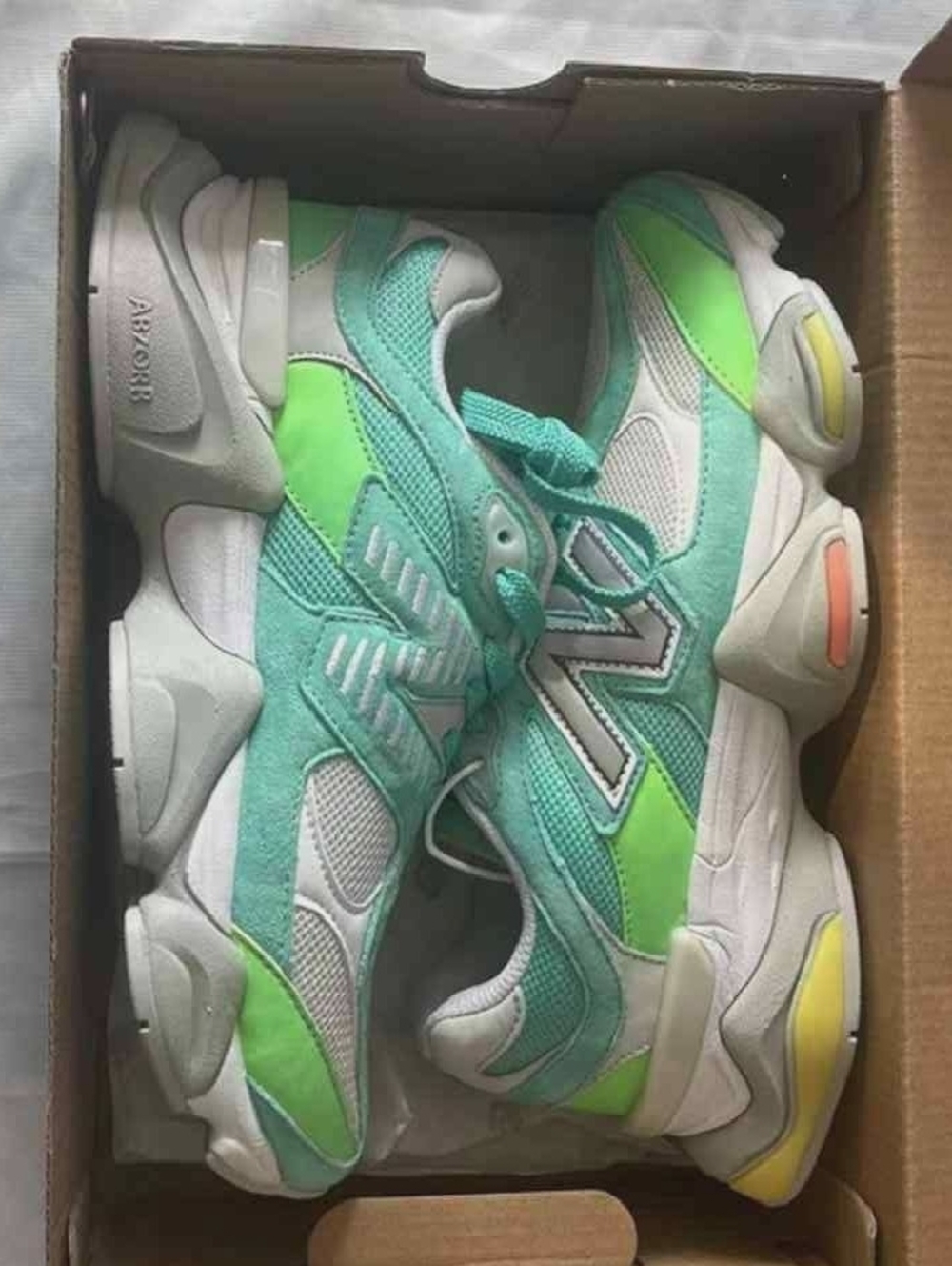 New Balance Aqua Green, White & Neon Accent Running Shoes - Picture 8 of 9